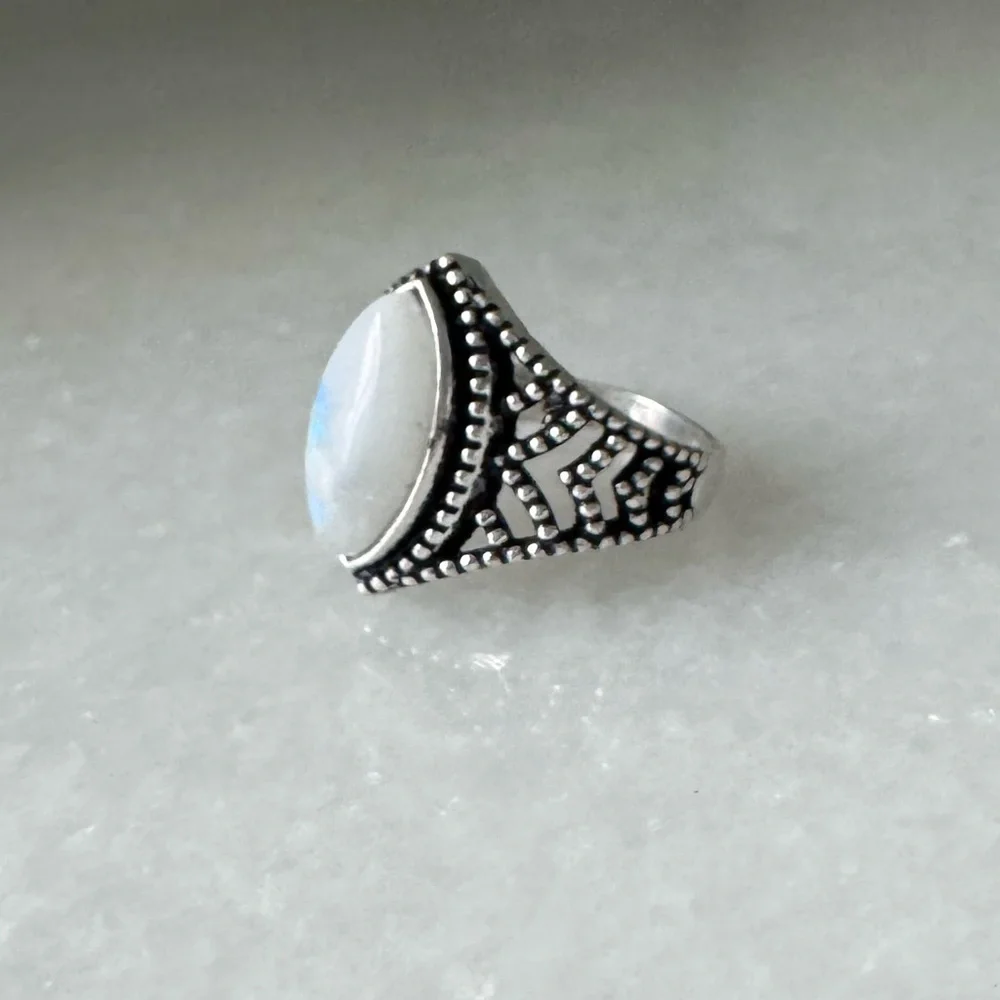 NWOT Sundance Rainbow Reign Ring, Rainbow Moonstone, Sterling Silver - Picture 2 of 7